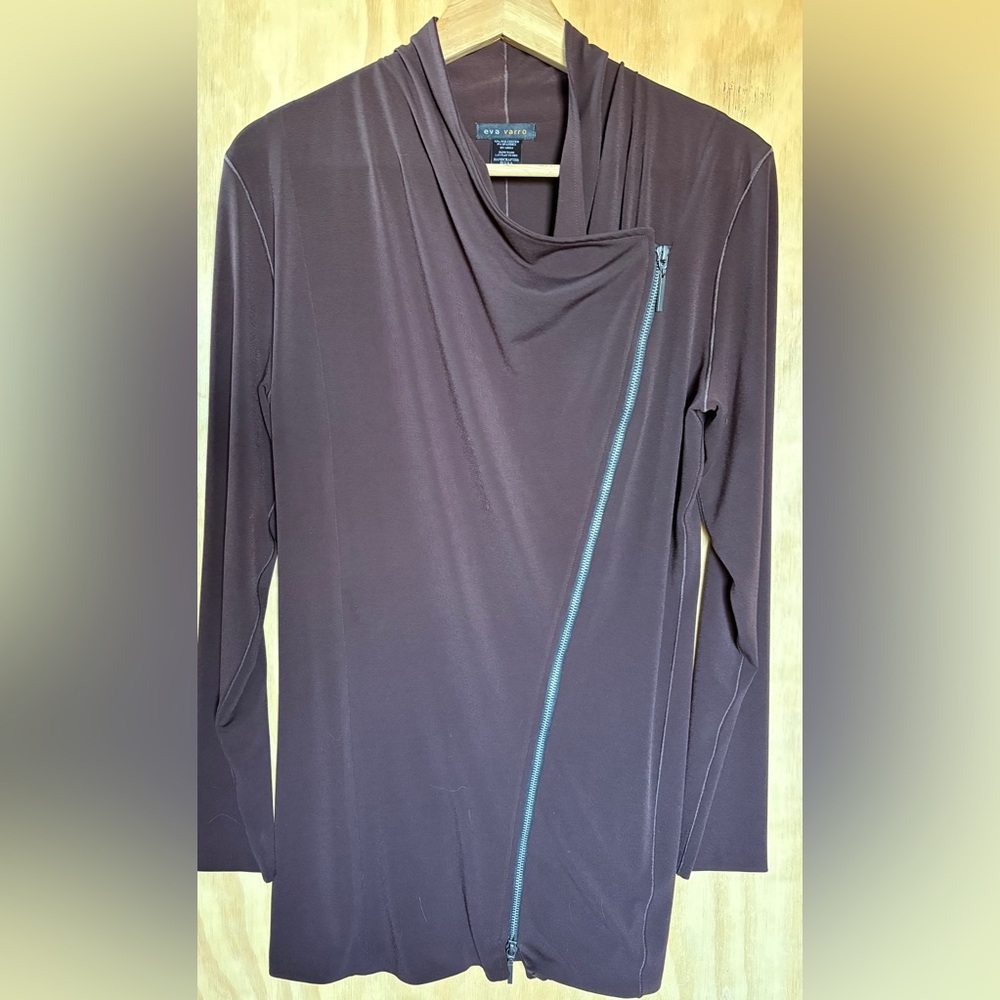 Eva Varro Women’s Cardigan Sz Small Zip Up Dark Purple